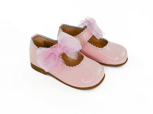 Abrir la imagen en la presentación de diapositivas, Baby Girl Pink Patent Tule Bow Scalloped Mary Janes Shoes-Girl&#39;s Shoes-Girl&#39;s Shoes Store Girls Shoes Alfa Baby Boutique 5 Pink Female Shoes-Right Side View

