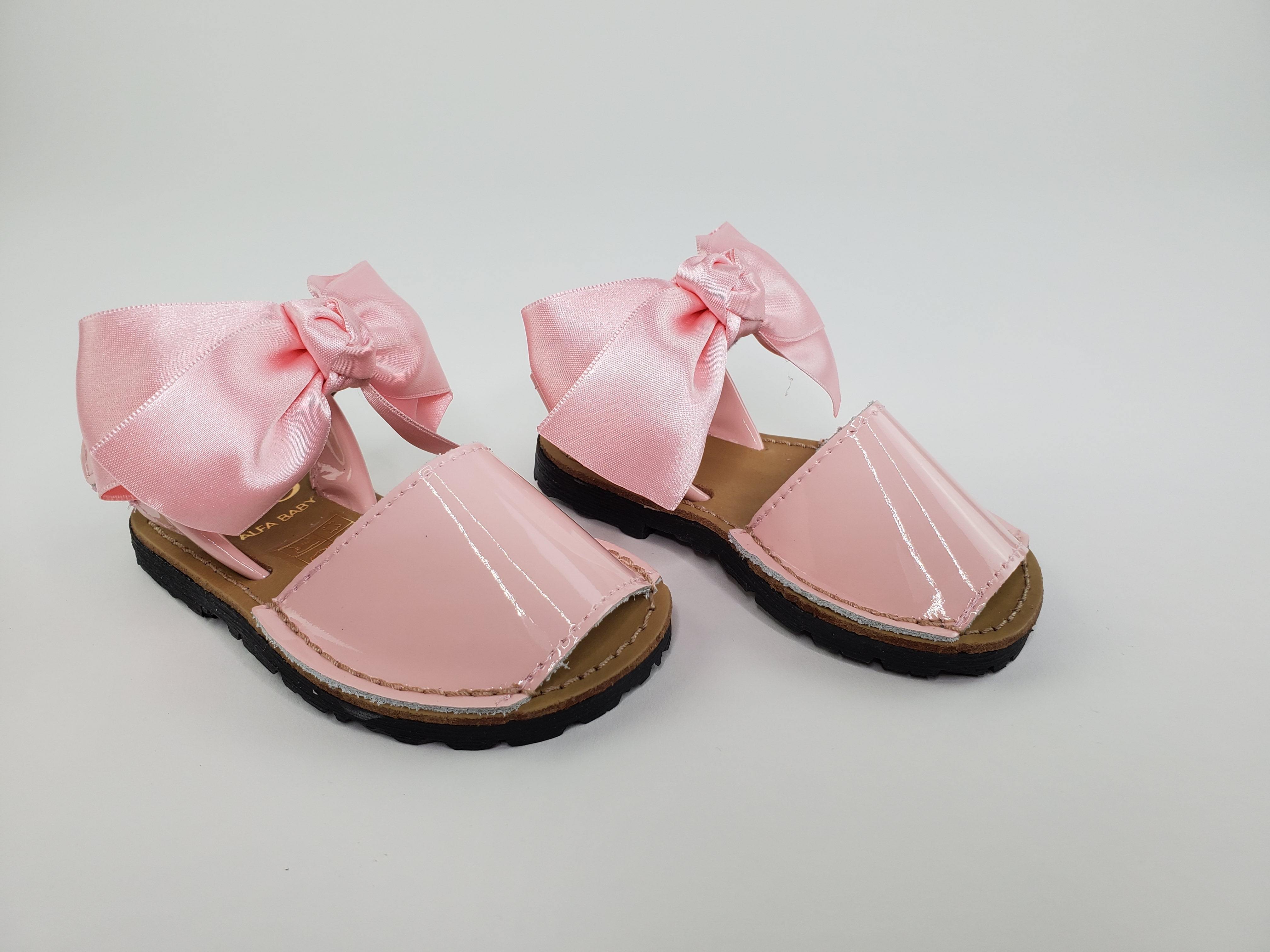 Baby Girl Pink Satin Bow Sandals-Girl's Shoes-Girl's Shoes Store-Pink Sandals Girls Sandals Alfa Baby Boutique 