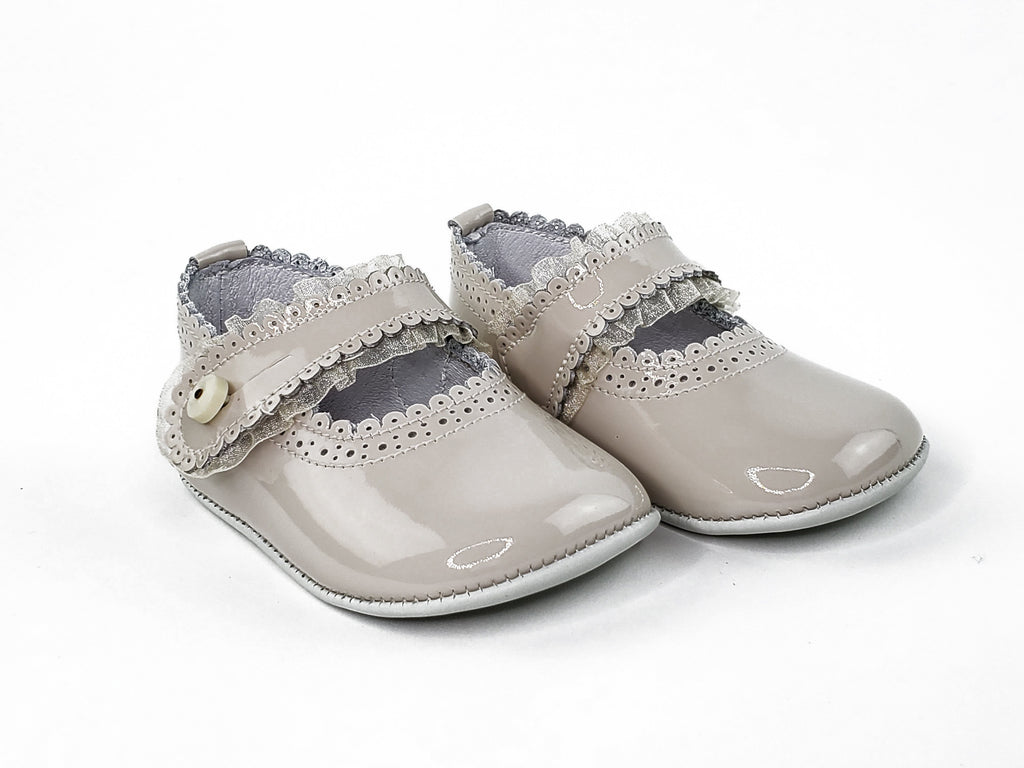 Baby Girl Sandy Beach Scalloped Mary Jane Pre-Walkers Shoes-Girl's Shoes-Girl's Shoes Store Girls Shoes Alfa Baby Boutique 2 Beige Female