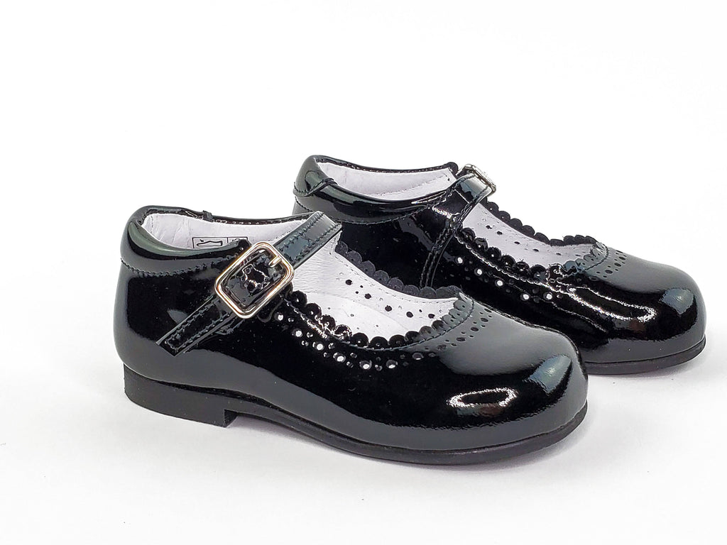 Black Patent Scalloped Girl's Mary Janes-Girl's Shoes- Girl's Shoes Store Girls Shoes Alfa Baby Boutique 5 Black Female