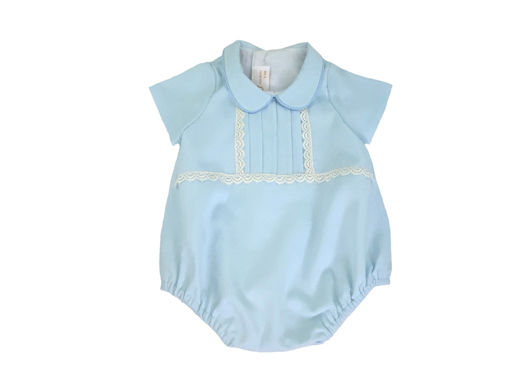 Boy's Blue Pique Bubble Romper-Boy's Clothing-Children's Clothing Store Boy Romper Alfa Baby Boutique 0-3 Blue Male