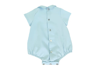 Boy's Blue Pique Bubble Romper-Boy's Clothing-Children's Clothing Store Boy Romper Alfa Baby Boutique 