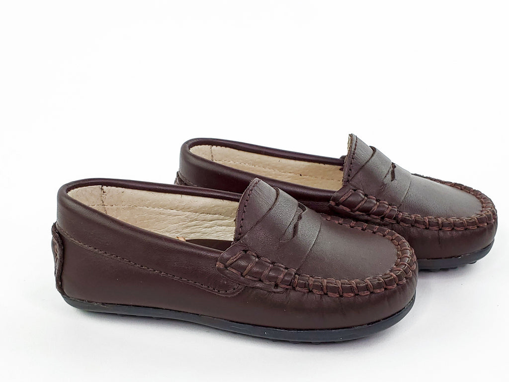 Classic Brown Napa Leather Boy's Moccasins Shoes-Boy's Shoes- Boy's Shoes Store Boys Shoes Alfa Baby Boutique 5 Brown Male
