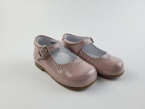 Dusty Pink Rose Patent Scalloped Girl's Mary Jane Shoes-Girl's Shoes- Girl's Shoes Store Girls Shoes Alfa Baby Boutique 5 Pink Female