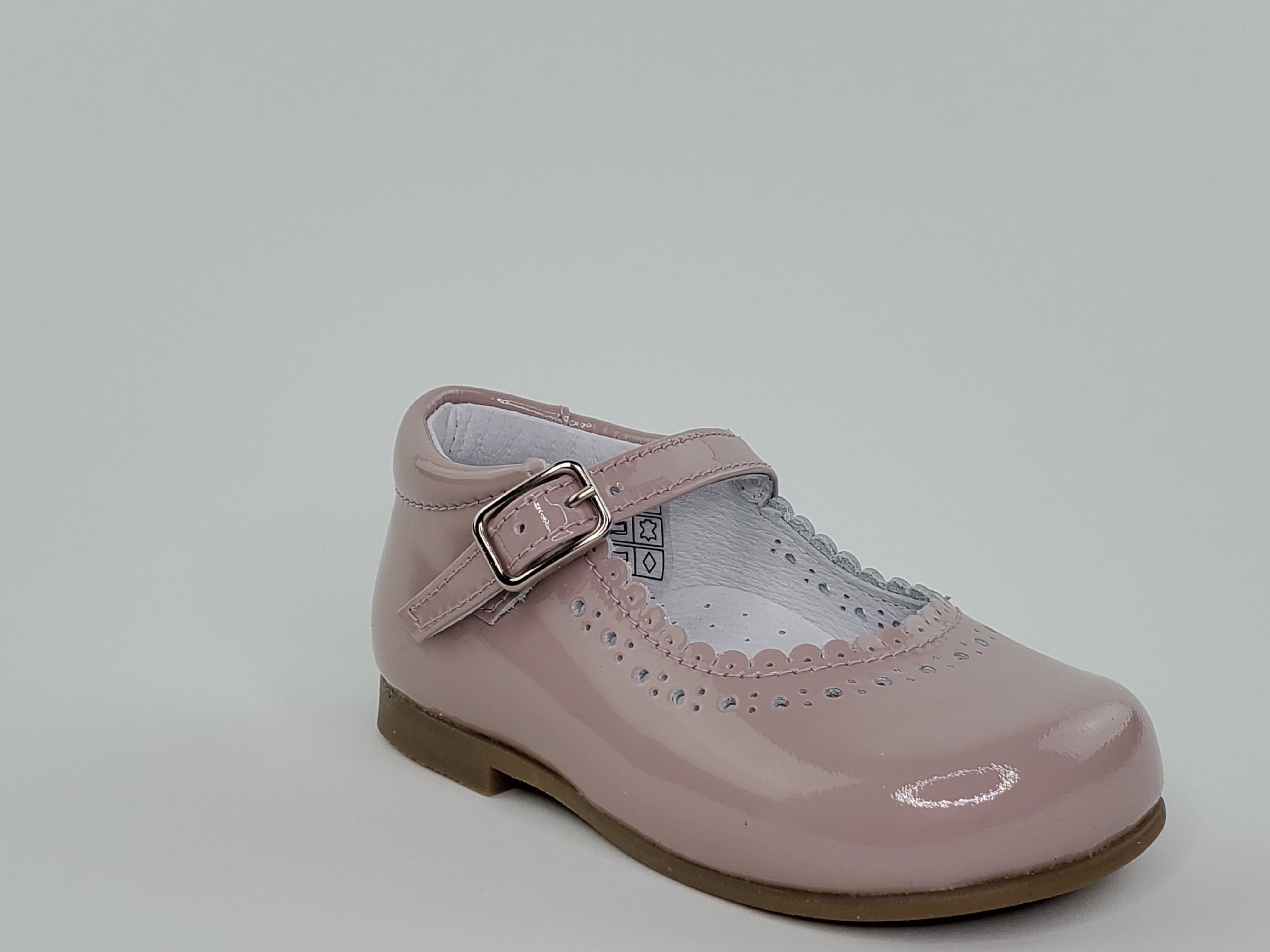 Dusty Pink Rose Patent Scalloped Girl's Mary Jane Shoes-Girl's Shoes- Girl's Shoes Store Girls Shoes Alfa Baby Boutique 