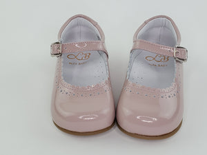 Dusty Pink Rose Patent Scalloped Girl's Mary Jane Shoes-Girl's Shoes- Girl's Shoes Store Girls Shoes Alfa Baby Boutique 