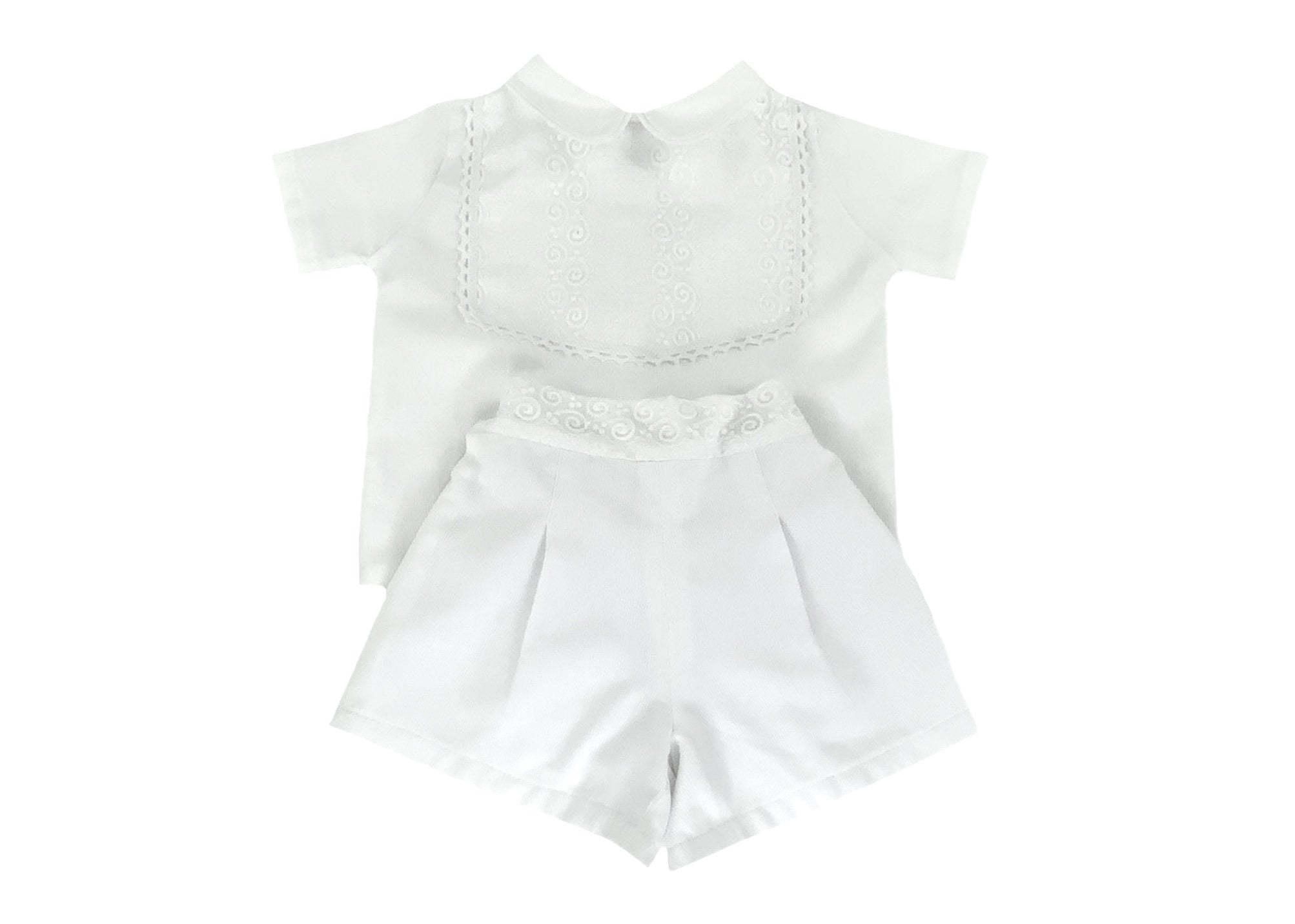 Embroidered White Cotton Boy's Top and Shorts Set-Boy's Clothing-Children's Clothing Store Shirt & Short Set Alfa Baby Boutique 0-3 White Male