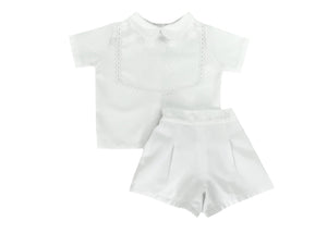 Embroidered White Cotton Boy's Top and Shorts Set-Boy's Clothing-Children's Clothing Store Shirt & Short Set Alfa Baby Boutique 