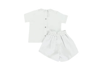 Embroidered White Cotton Boy's Top and Shorts Set-Boy's Clothing-Children's Clothing Store Shirt & Short Set Alfa Baby Boutique 