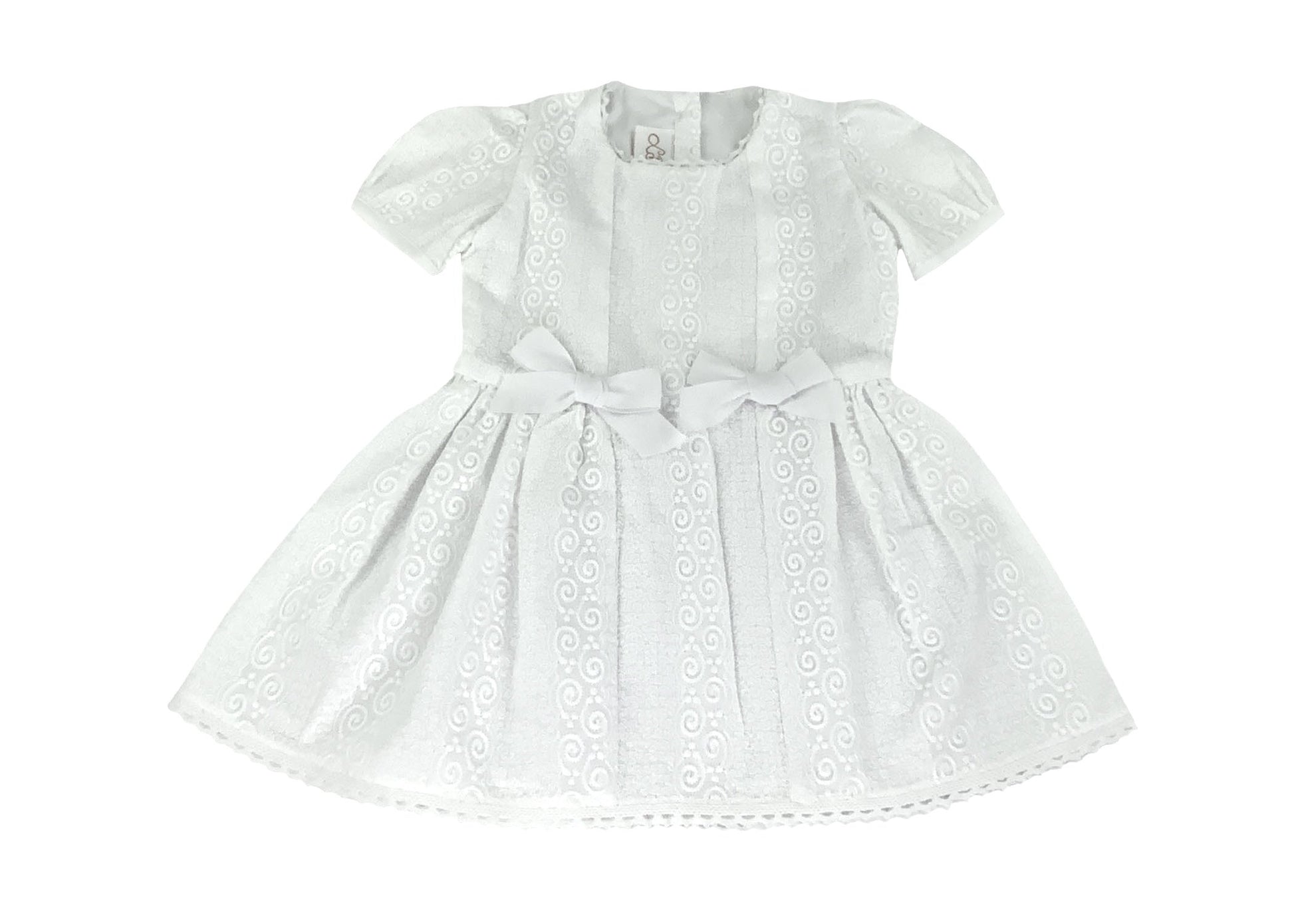 Embroidered White Cotton Puffed Sleeves Girl's Dress, Bonnet, Bloomers Set-Children Clothing Store Dress, Bloomers & Bonnet Alfa Baby Boutique 