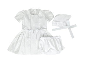Embroidered White Cotton Puffed Sleeves Girl's Dress, Bonnet, Bloomers Set-Children Clothing Store Dress, Bloomers & Bonnet Alfa Baby Boutique 18 White Female
