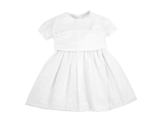 Embroidered white cotton puffed sleeve dress bonnet and bloomers for baby girls - Alfa Baby Boutique