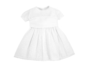 Embroidered White Cotton Puffed Sleeves Infant Girl's Dress, Bonnet, Bloomers Set Dress, Bloomers & Bonnet Alfa Baby Boutique 