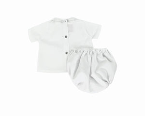 Embroidered White Cotton Top and Knickers Boy's Set-Boy's Clothing-Children's Clothing Store Shirt & Short Set Alfa Baby Boutique 