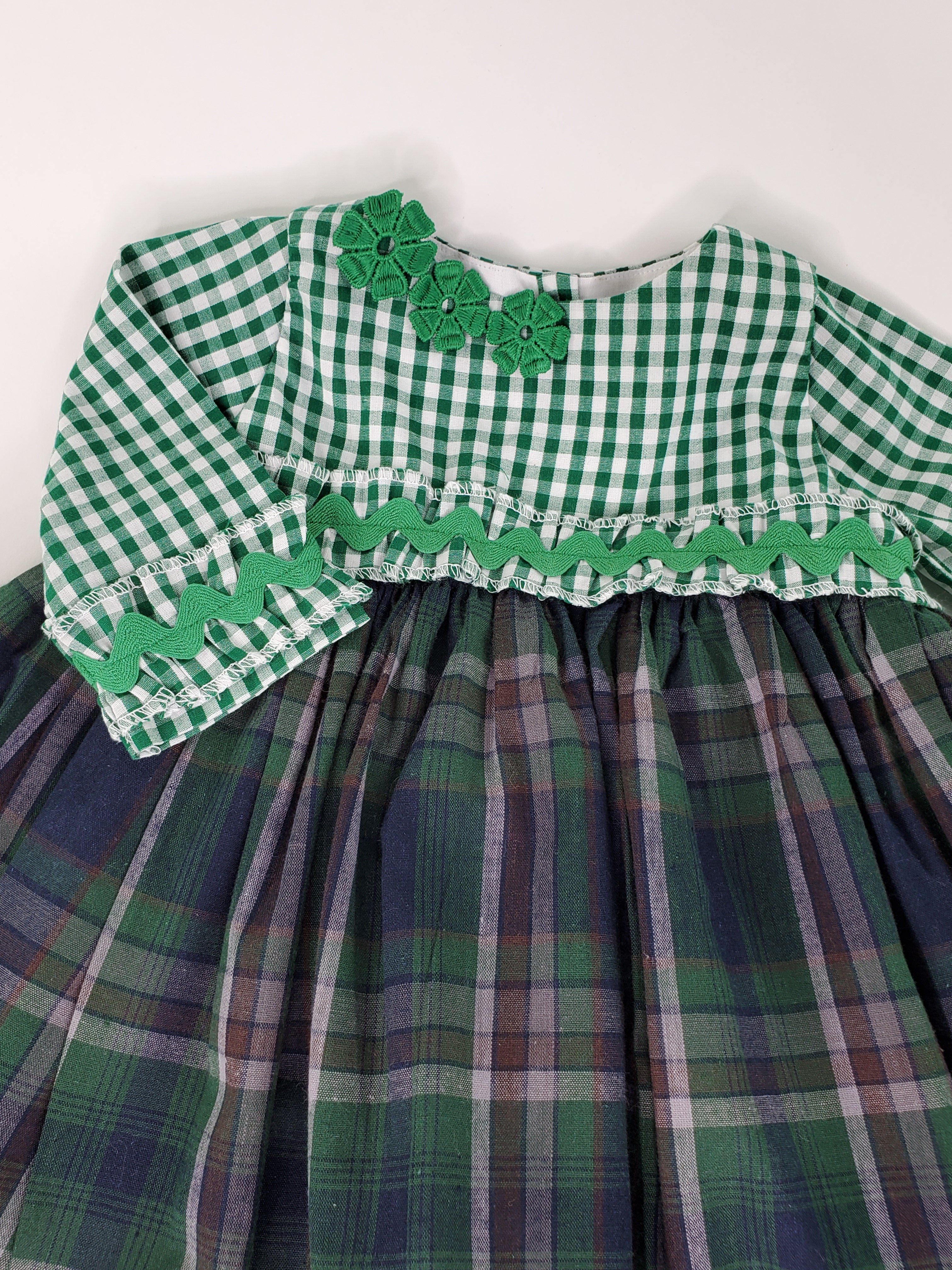 Empire Waist Long Sleeve Check and Plaid Girl's Dress & Bloomers Set-Children's Clothing Store Dress & Bloomers Set Alfa Baby Boutique 