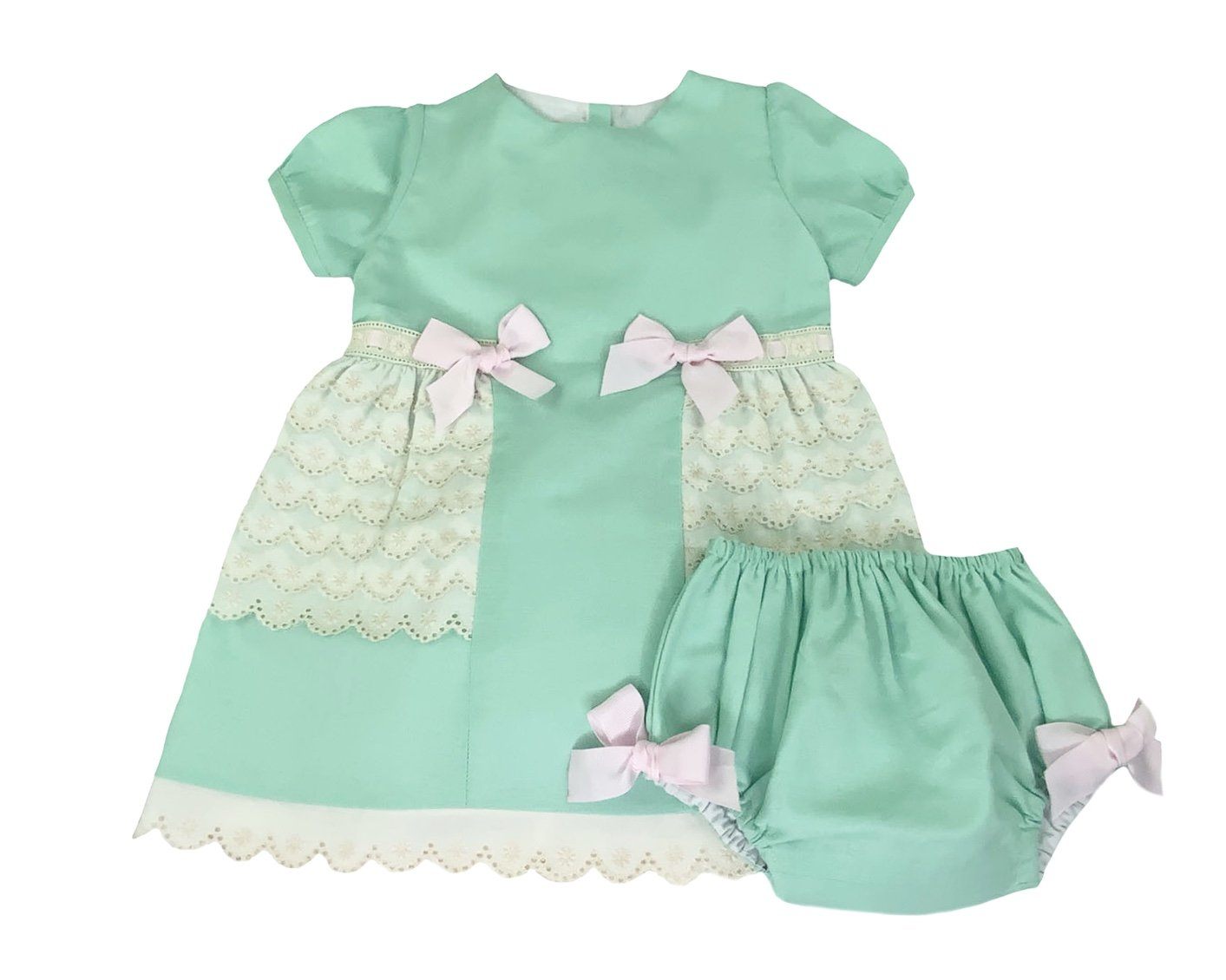 Flutter Sleeves Mint Girl's Dress and Bloomers Set-Children's Clothing Store Dress & Bloomers Set Alfa Baby Boutique 18 Green Female