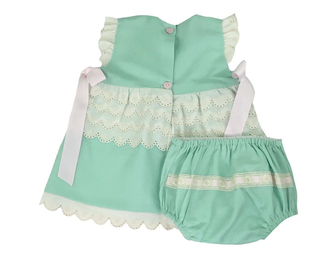 Flutter Sleeves Mint Girl's Dress and Bloomers Set-Children's Clothing Store Dress & Bloomers Set Alfa Baby Boutique 