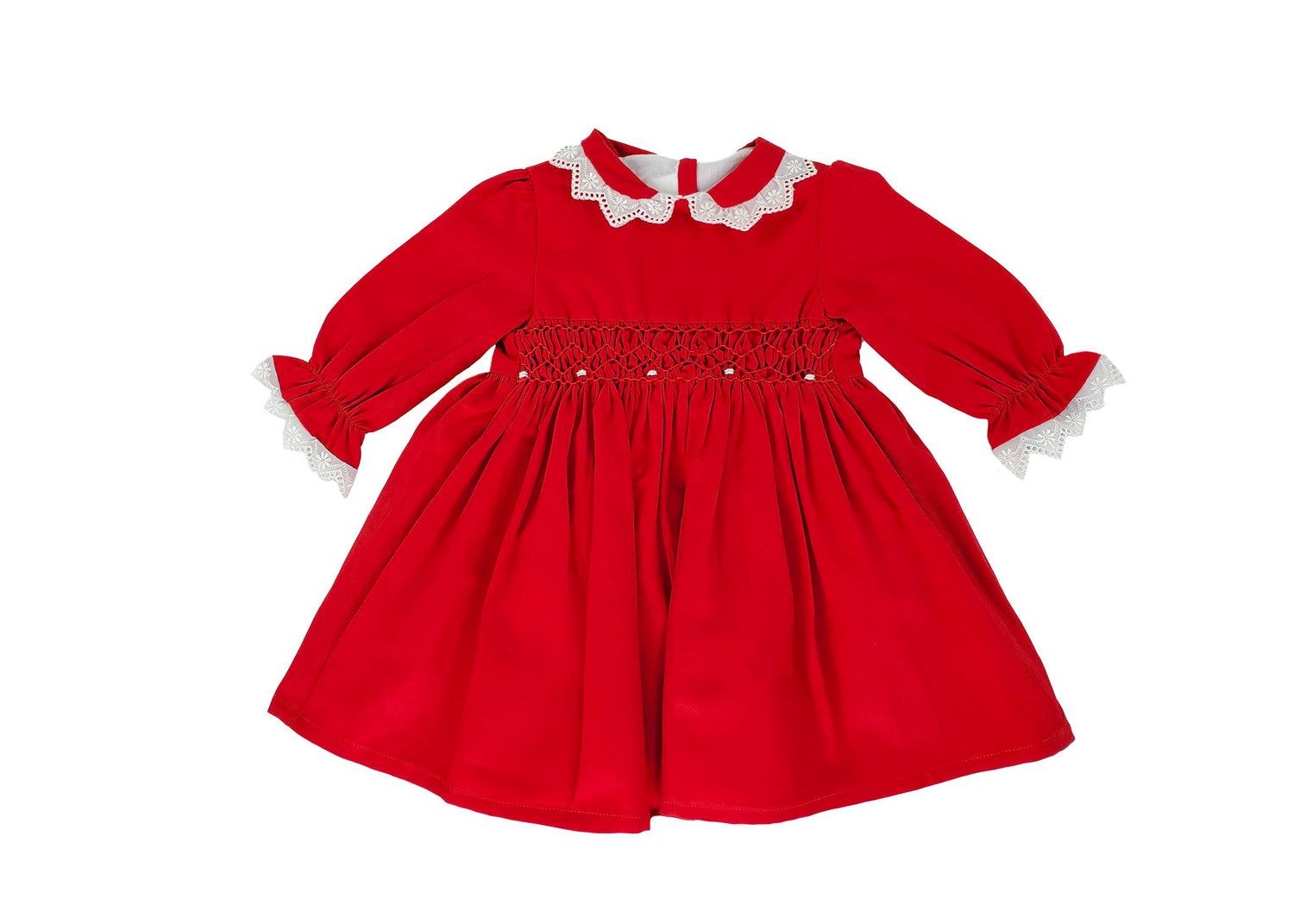 Hand Smocked Long Sleeve Red Girl's Dress & Bloomers Set- Girl's Clothing-Children's Clothing Store Dress & Bloomers Set Alfa Baby Boutique 