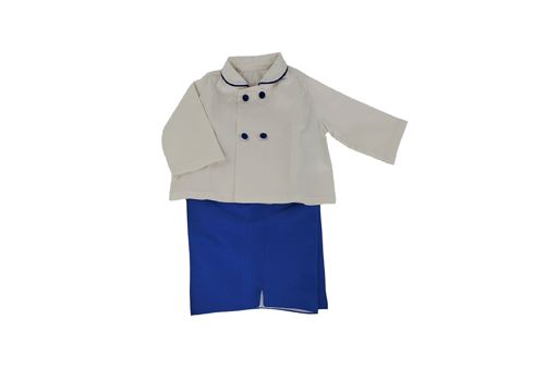 Ivory and Royal Blue Cotton Silk Set-Boy's Clothing-Boy's Clothing Store Shirt & Pants Set Alfa Baby Boutique 