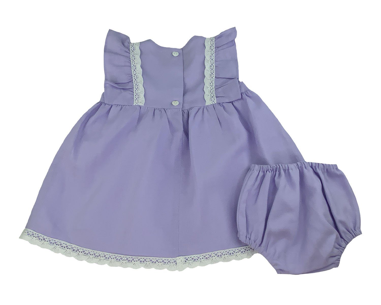 Lavender Linen Empire Waist Dress and Bloomers Set Dress & Bloomers Set Alfa Baby Boutique 