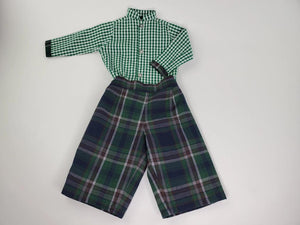Long Sleeve Check and Plaid Set-Boy's Clothing-Boy's Clothing Store Shirt & Pants Set Alfa Baby Boutique 0-3 Green Male