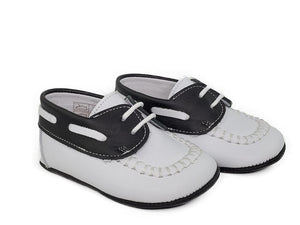 Open image in slideshow, Napa White and Black Moc Pre-walker Shoes Boys Shoes Alfa Baby Boutique 2 Black Male
