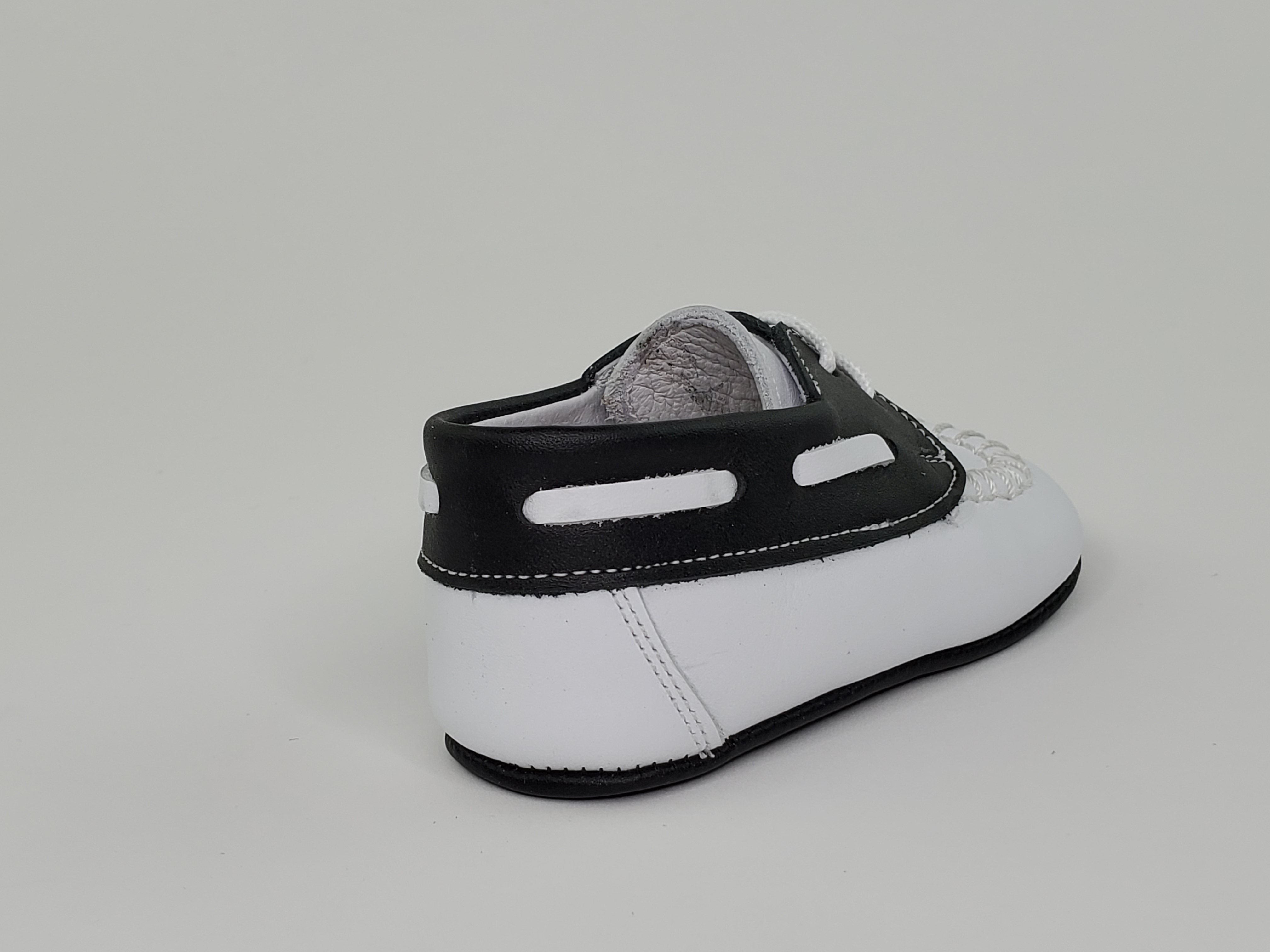 Napa White and Black Moc Pre-walker Shoes Boys Shoes Alfa Baby Boutique 