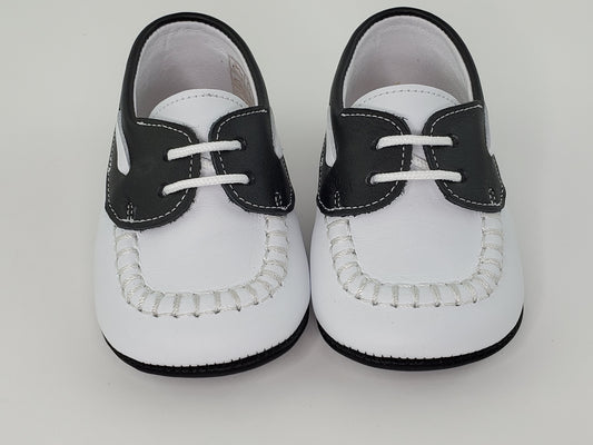 Napa White and Black Moc Pre-walker Shoes Boys Shoes Alfa Baby Boutique 