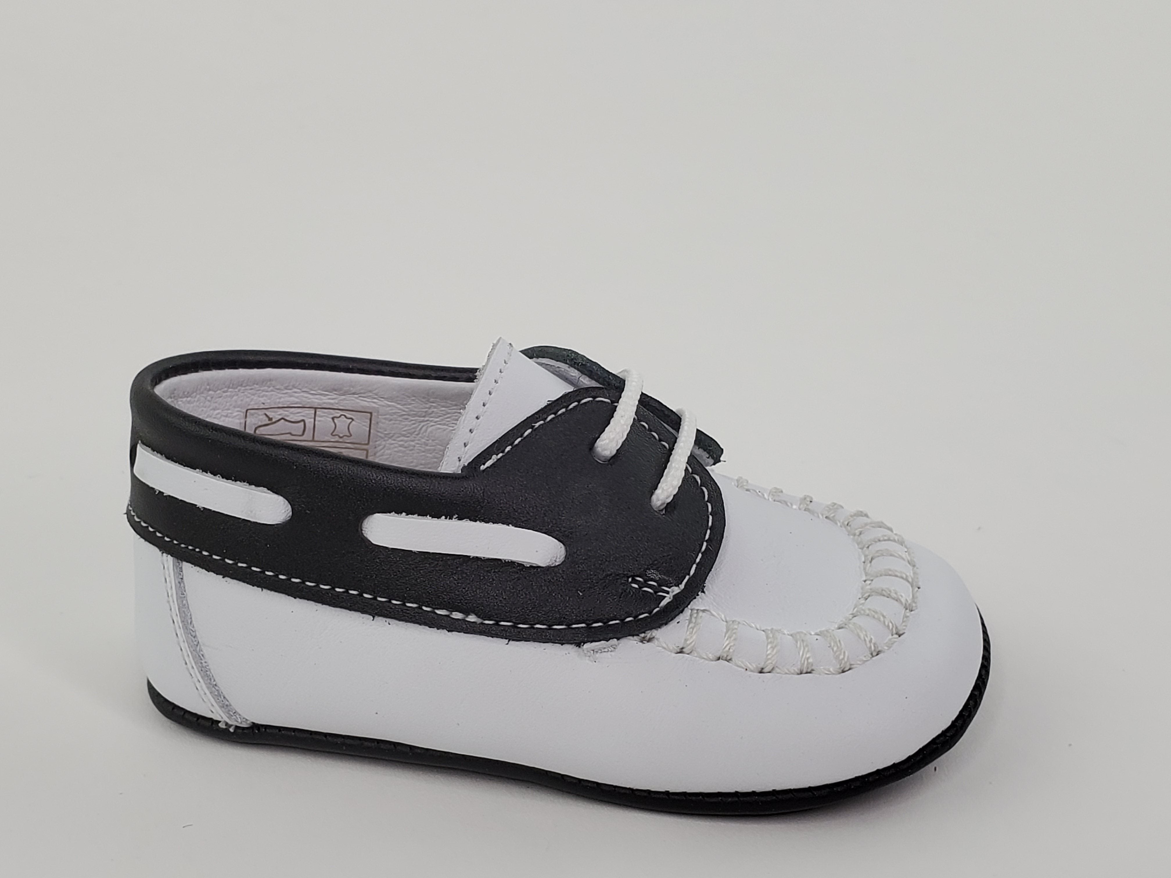 Napa White and Black Moc Pre-walker Shoes Boys Shoes Alfa Baby Boutique 