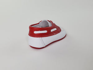 Napa White and Red Moc Pre-walker Shoes-Toddler Boy Shoes Boys Shoes Alfa Baby Boutique 