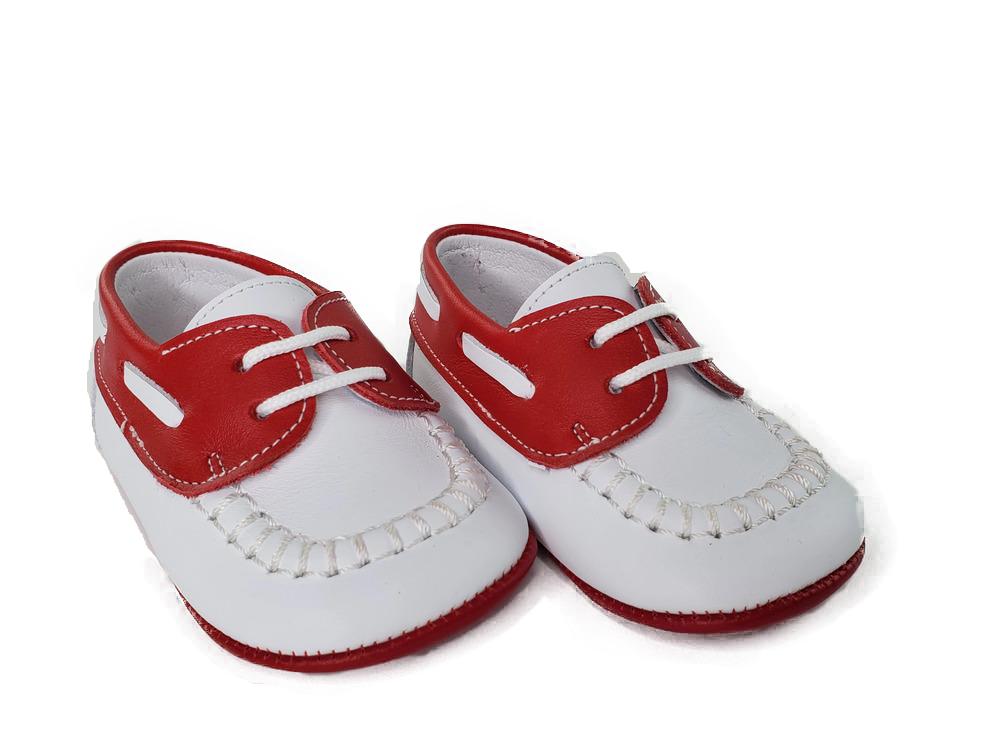 Napa White and Red Moc Pre-walker Shoes-Toddler Boy Shoes Boys Shoes Alfa Baby Boutique 2 Red Male