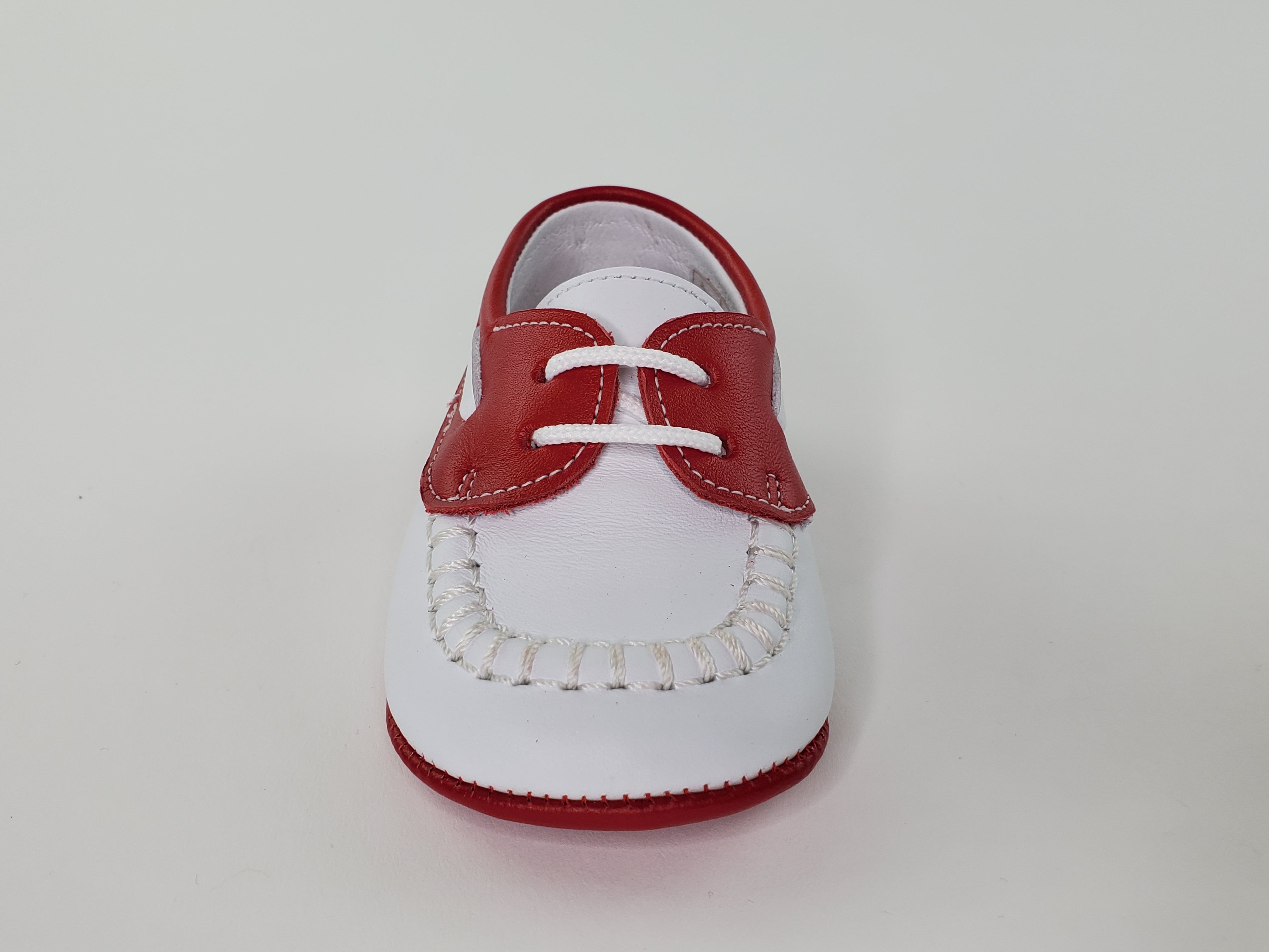 Napa White and Red Moc Pre-walker Shoes-Toddler Boy Shoes Boys Shoes Alfa Baby Boutique 