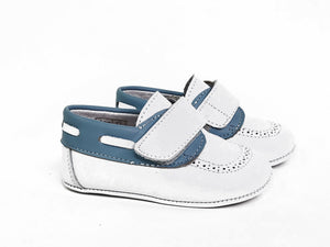 Abrir a imagem em apresentação de slides, Napa white and Sky Blue Pre-walker Shoes-Toddler Boy Shoes Boys Shoes Alfa Baby Boutique 1 Blue Male
