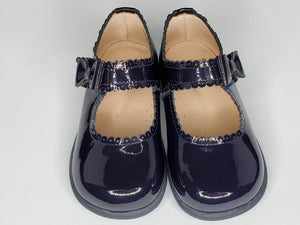 Navy Patent Cute Bow Scalloped Mary Jane Shoes-Toddler Girl Shoes Shoes Alfa Baby Boutique 