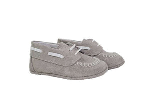 Open image in slideshow, Pearl Suede and Napa White Moc Toe Pre-walker Shoes-Baby Boy Shoes Boys Shoes Alfa Baby Boutique 

