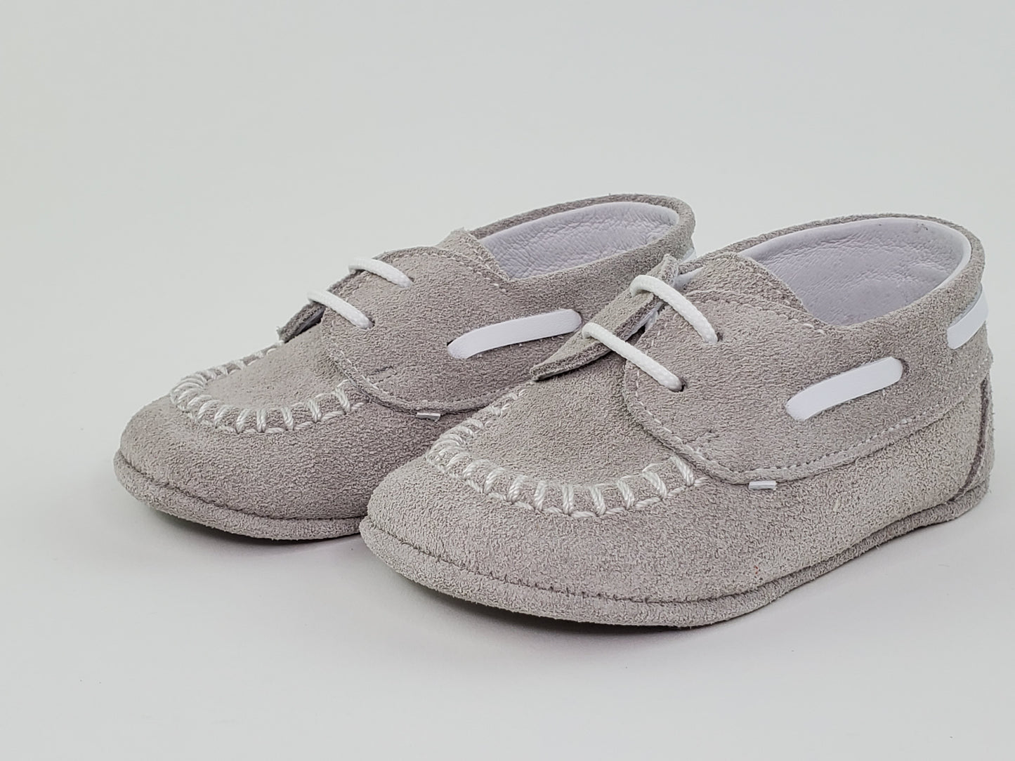 Pearl Suede and Napa White Moc Toe Pre-walker Shoes-Toddler Boy Shoes Boys Shoes Alfa Baby Boutique 