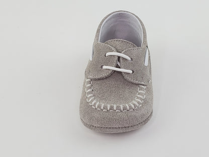 Pearl Suede and Napa White Moc Toe Pre-walker Shoes-Toddler Boy Shoes Boys Shoes Alfa Baby Boutique 