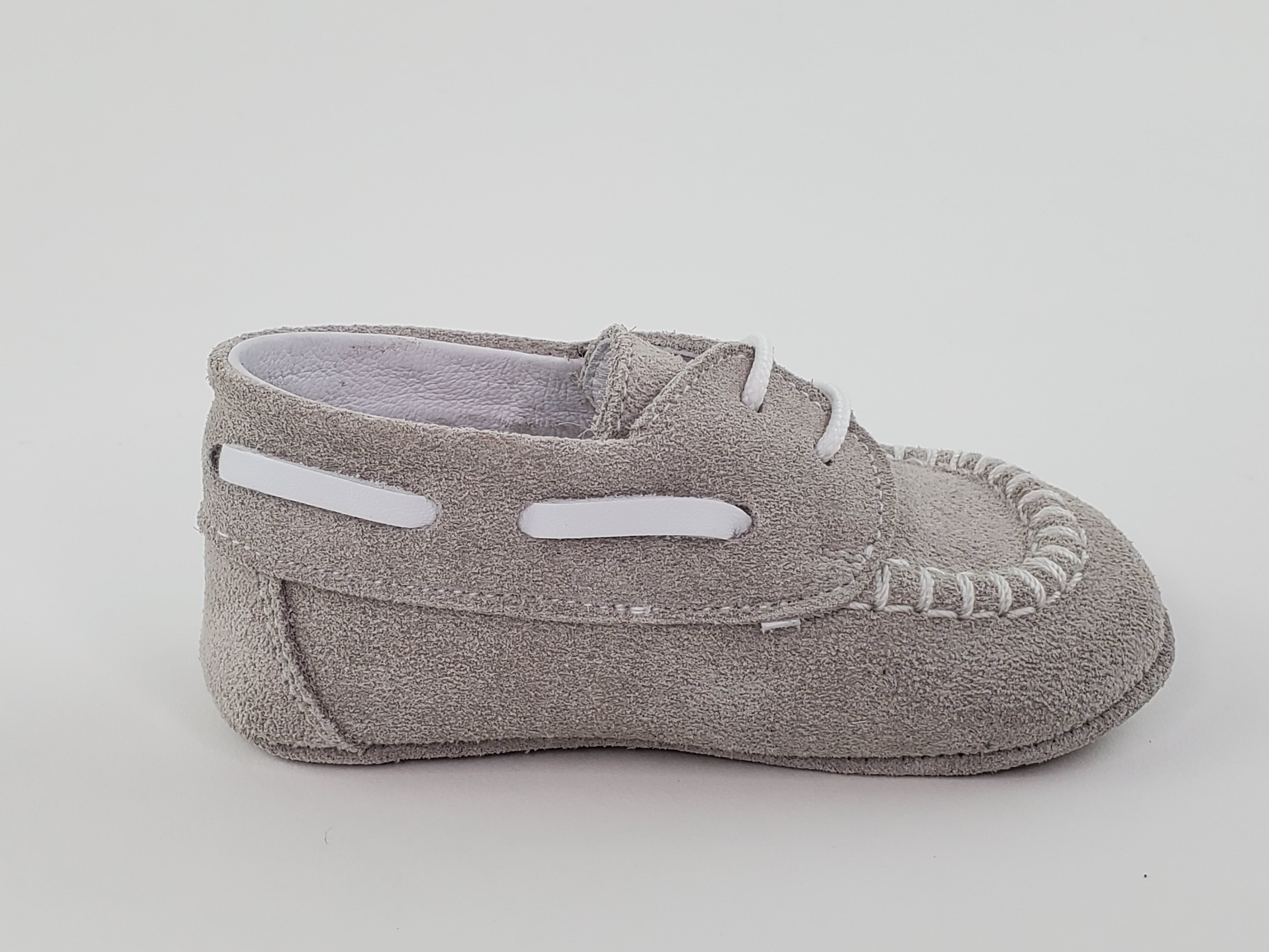 Pearl Suede and Napa White Moc Toe Pre-walker Shoes-Toddler Boy Shoes Boys Shoes Alfa Baby Boutique 