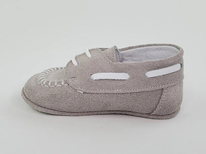 Pearl Suede and Napa White Moc Toe Pre-walker Shoes-Toddler Boy Shoes Boys Shoes Alfa Baby Boutique 