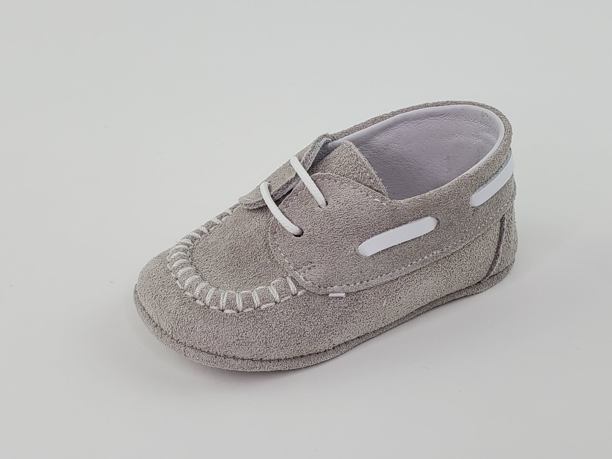 Pearl Suede and Napa White Moc Toe Pre-walker Shoes-Toddler Boy Shoes Boys Shoes Alfa Baby Boutique 