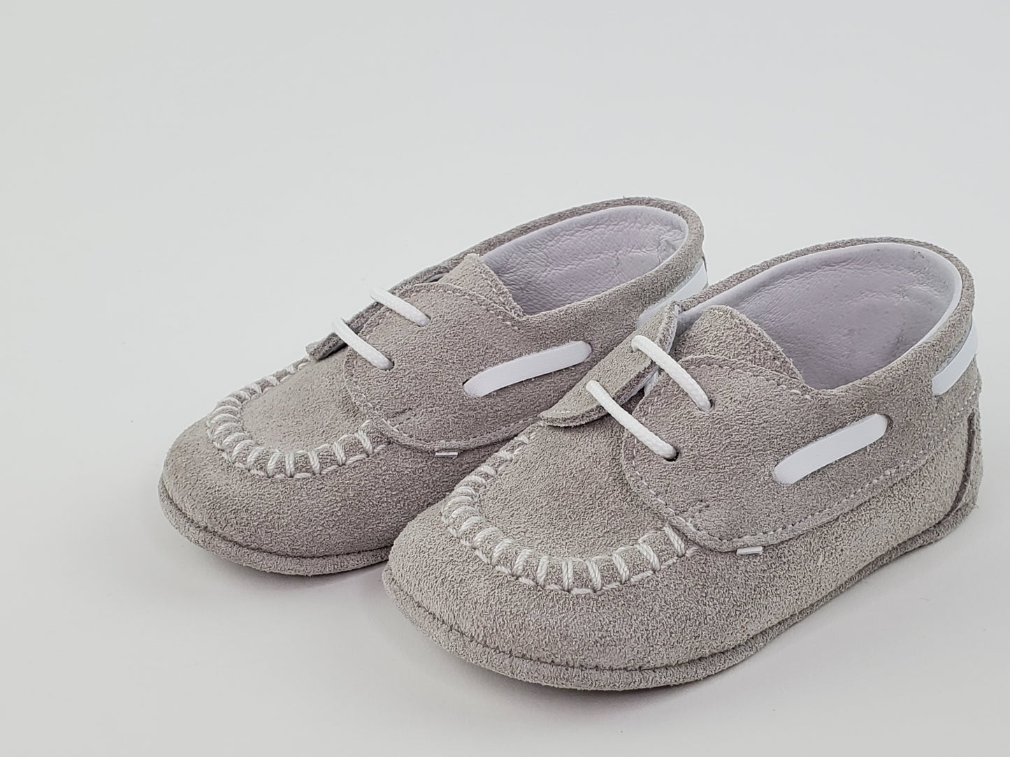 Pearl Suede and Napa White Moc Toe Pre-walker Shoes-Toddler Boy Shoes Boys Shoes Alfa Baby Boutique 