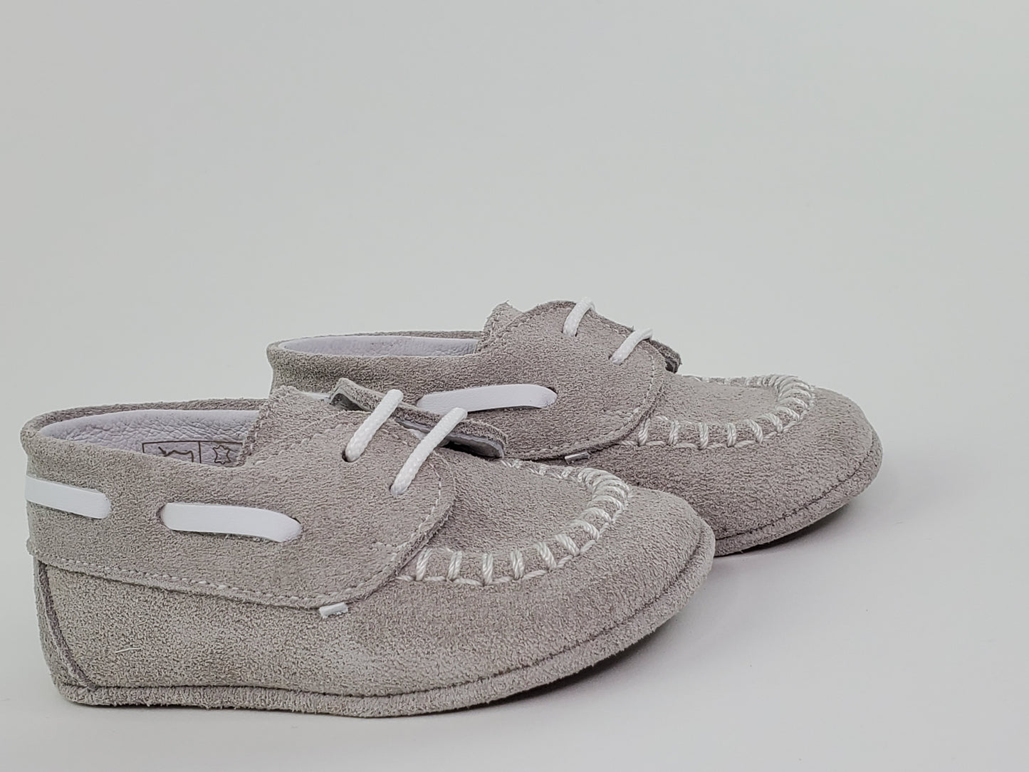 Pearl Suede and Napa White Moc Toe Pre-walker Shoes-Toddler Boy Shoes Boys Shoes Alfa Baby Boutique 