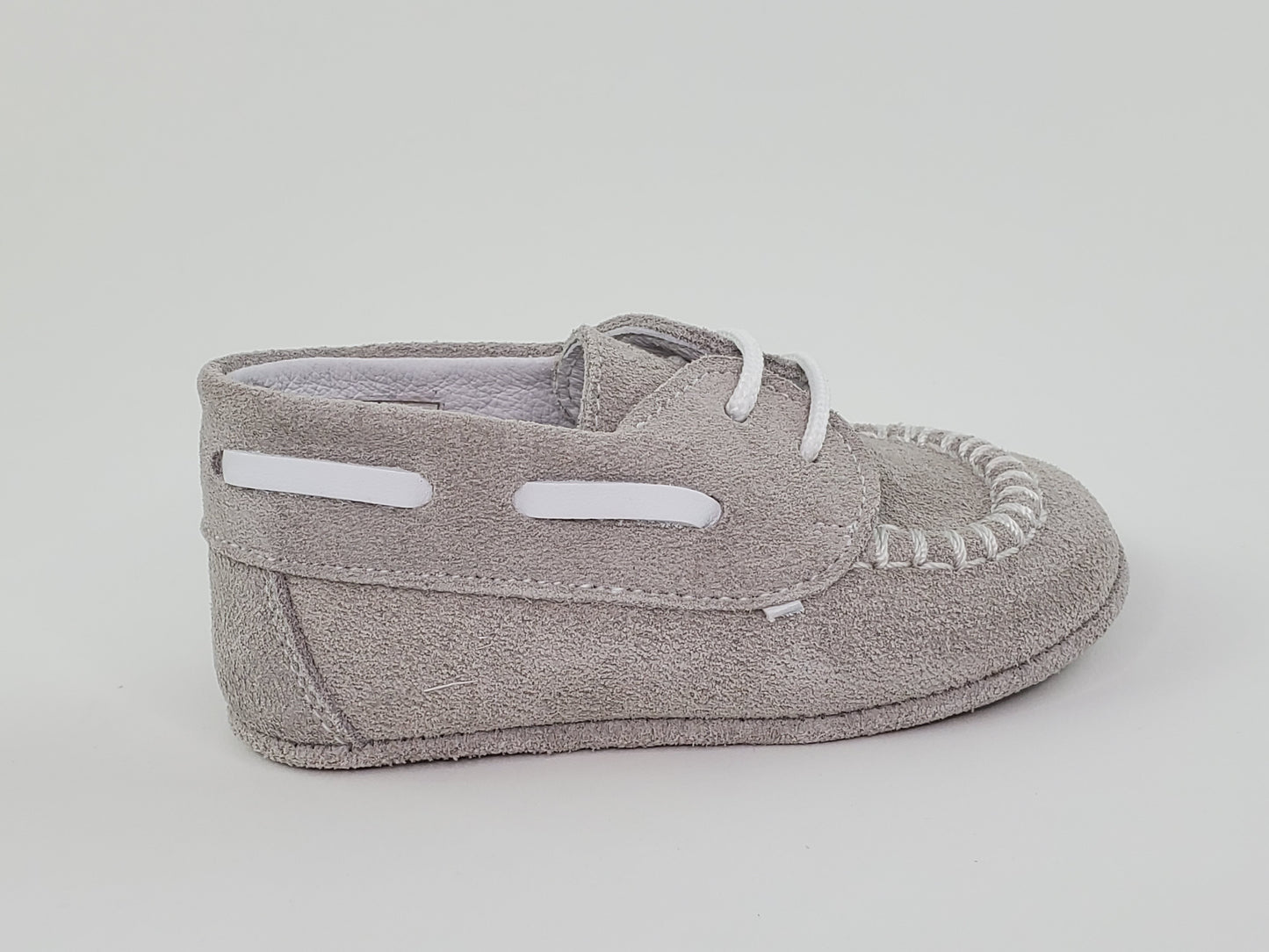 Pearl Suede and Napa White Moc Toe Pre-walker Shoes-Toddler Boy Shoes Boys Shoes Alfa Baby Boutique 