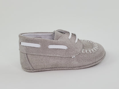 Pearl Suede and Napa White Moc Toe Pre-walker Shoes-Toddler Boy Shoes Boys Shoes Alfa Baby Boutique 