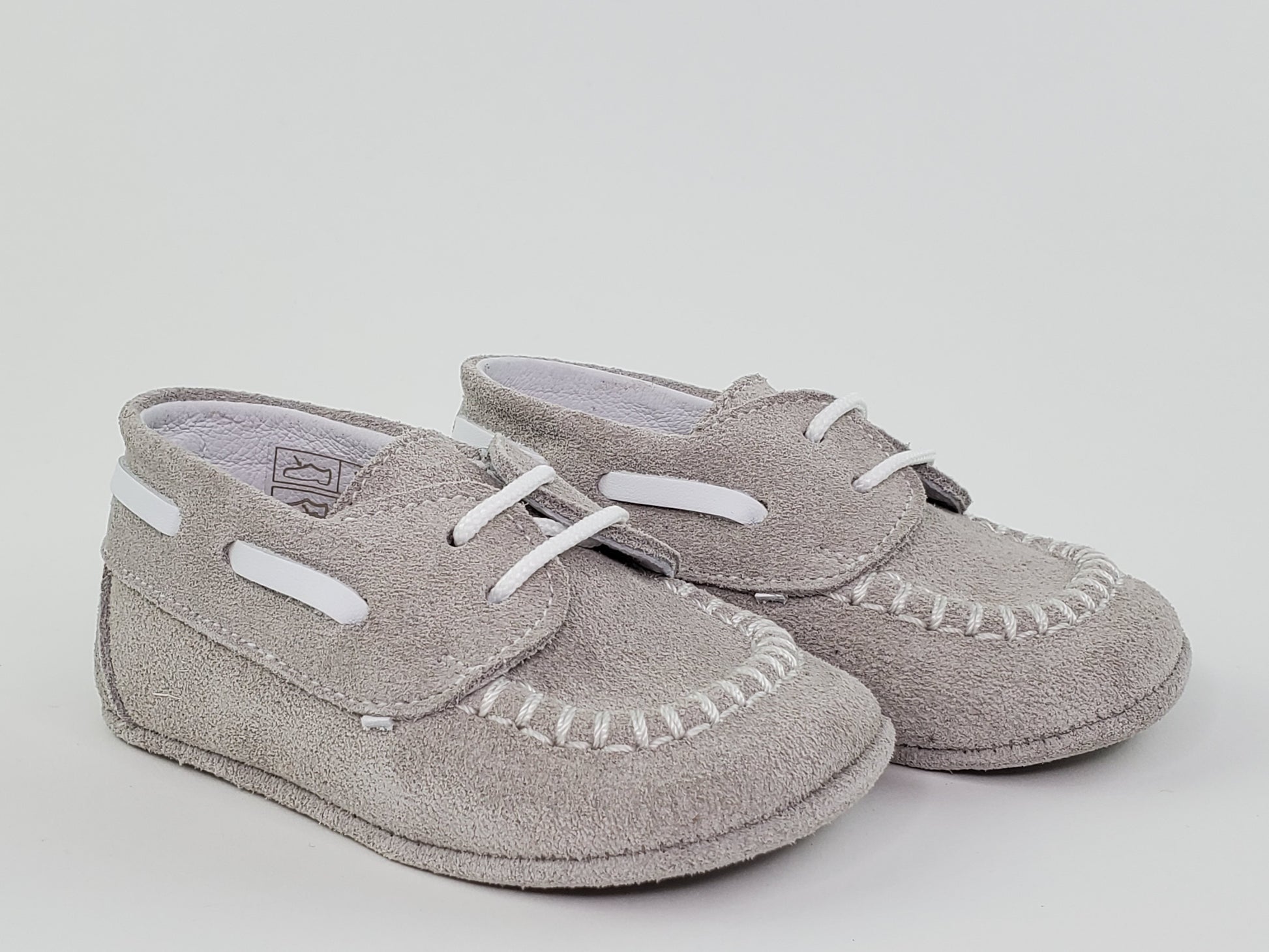 Pearl Suede and Napa White Moc Toe Pre-walker Shoes-Toddler Boy Shoes Boys Shoes Alfa Baby Boutique 