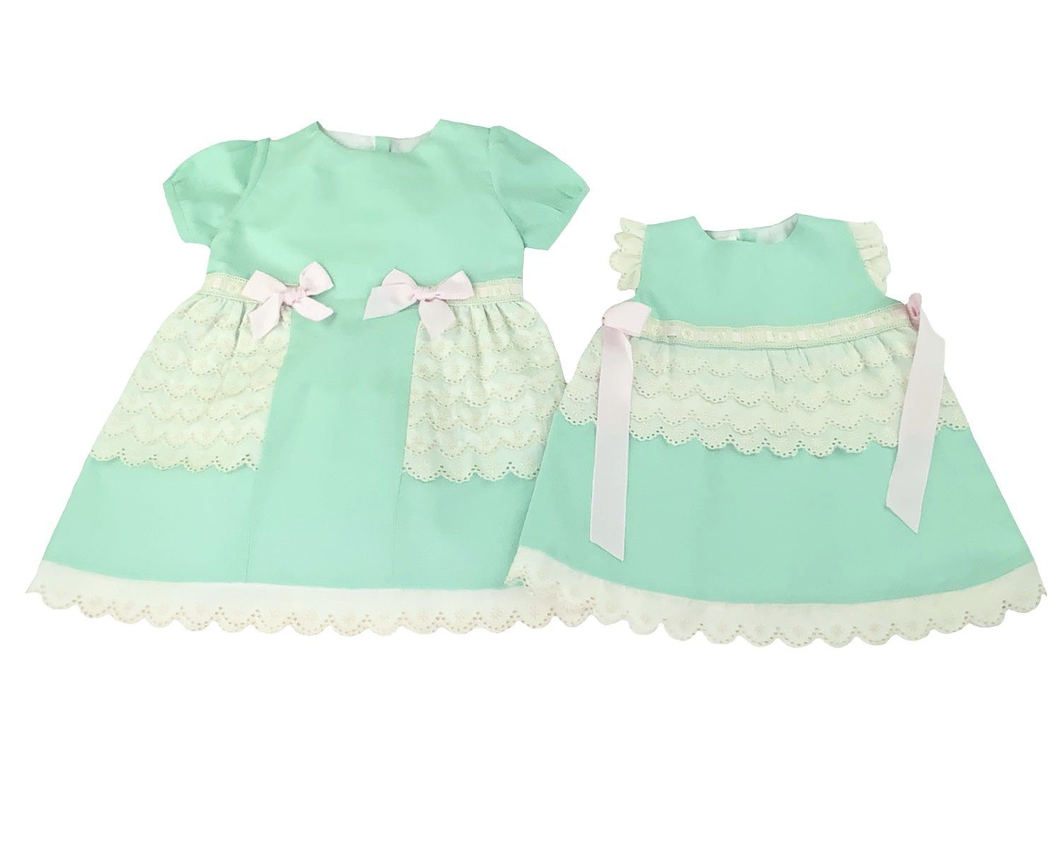 Puff Sleeve Mint Dress & Bloomers Set Dress & Bloomers Set Alfa Baby Boutique 