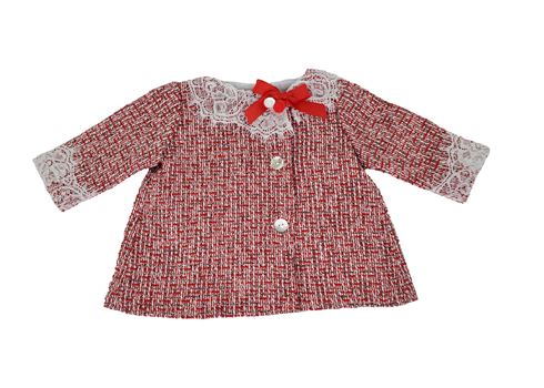 Red Long Sleeve A Line Tweed Wool Dress, Bloomers & Bonnet Set Dress, Bloomers & Bonnet Alfa Baby Boutique 