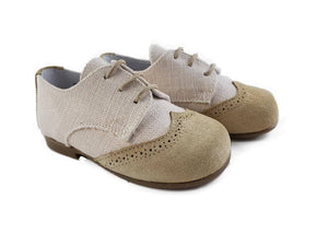Round toe, two tone Brogue Shoes-Toddler Boy Shoes Boys Shoes Alfa Baby Boutique 5 Beige-Cream Male