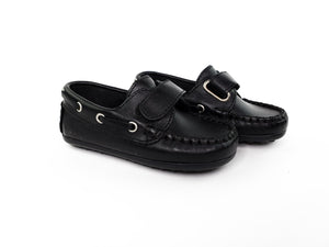 Abrir la imagen en la presentación de diapositivas, Stylish Black Napa Leather-Toddler Boy Shoes Boys Shoes Alfa Baby Boutique 5 Black Male
