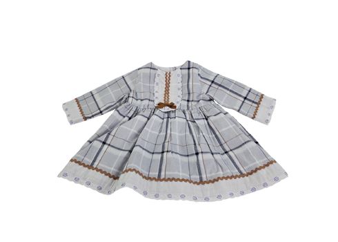 Stylish Cozy Light Gray plaid Long Sleeve Dress & Bloomers Set Dress & Bloomers Set Alfa Baby Boutique 0-3 Gray Female